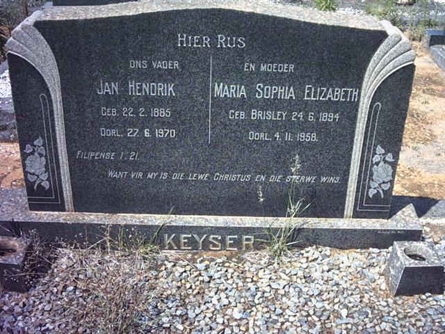 KEYSER Jan Hendrik 1885-1970 & Maria Sophia Elizabeth BRISLEY 1894-1958