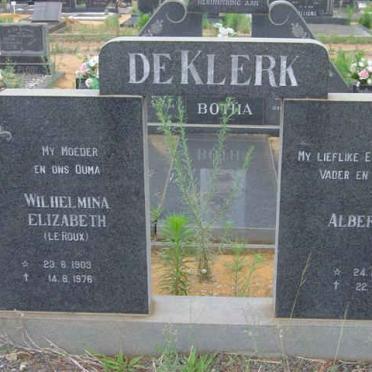 KLERK Albert, de 1890-1968 &amp; Wilhelmina Elizabeth LE ROUX 1903-1976