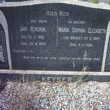 KEYSER Jan Hendrik 1885-1970 &amp; Maria Sophia Elizabeth BRISLEY 1894-1958