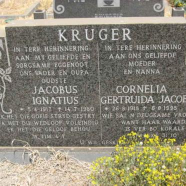 KRÜGER Jacobus Ignatius 1917-1980 &amp; Cornelia Gertruida Jacoba 1918-1995