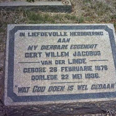 LINDE Gert Willem Jacobus, van der 1876-1936