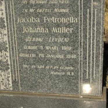 MULLER Jacoba Petronella Johanna néé LEYDEN 1892-1948