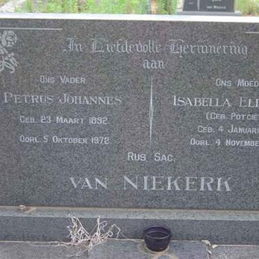 NIEKERK Petrus Johannes 1892-1972 &amp; Isabella Elizabeth POTGIETER 1891-1973