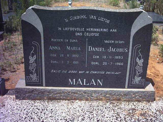 MALAN Daniel Jacobus 1893-1966 & Anna Maria 1892-1981