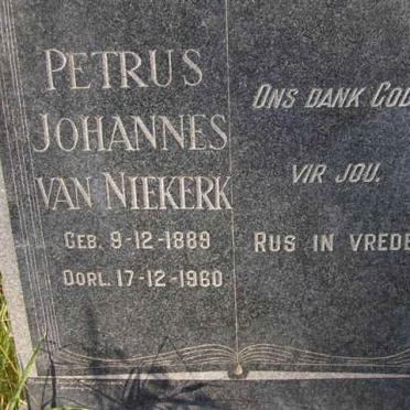 NIEKERK Petrus Johannes, van 1889-1960