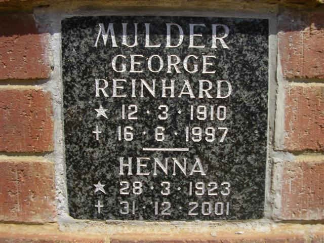 MULDER George Reinhard 1910-1997 & Henna 1923-2001