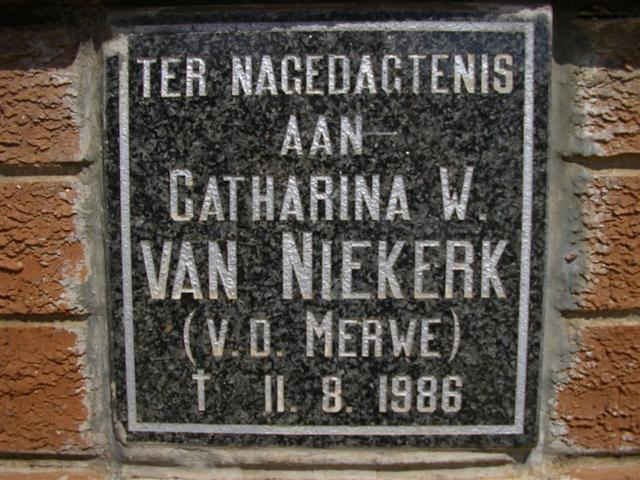 NIEKERK Catharina W., van nee VAN DER MERWE -1986