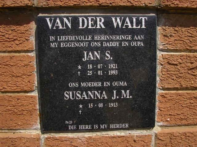 WALT Jan S., van der 1921-1993 & Susanna J.M. 1913-
