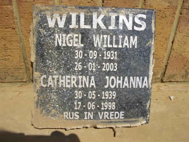 WILKINS Nigel William 1931-2003 & Catharina Johanna 1939-1998
