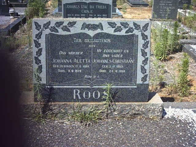 ROOS Johannes Christiaan 18?3-1958 & Johanna Aletta ? 1888-1978