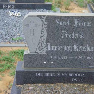 RENSBURG Sarel Petrus Frederik, Janse van 1893-1974