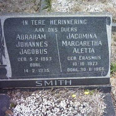 SMITH Abraham Johannes Jacobus 1853-1935 &amp; Jacomina Margaretha Aletta ERASMUS 1873-1966