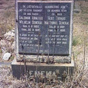 SENEKAL Solomon Ignatius Wilhelm 1883-1936 :: SENEKAL Gert Thomas Marthinus 1922-1938
