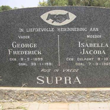 SUPRA George Frederick 1899-1991 &amp; Isabella Jacoba DELPORT 1897-1955