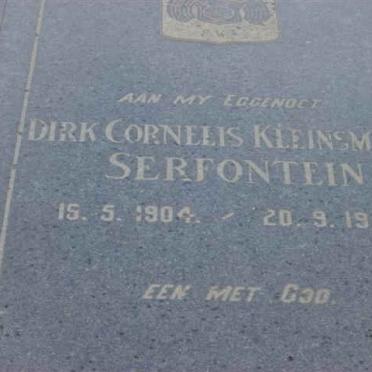 SERFONTEIN Dirk Cornelis Kleinsmidt 1904-1972
