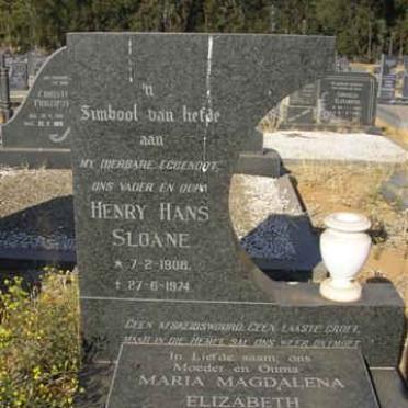 SLOANE Henry Hans 1908-1974 &amp; Maria Magdelena Elizabeth 1913-2003