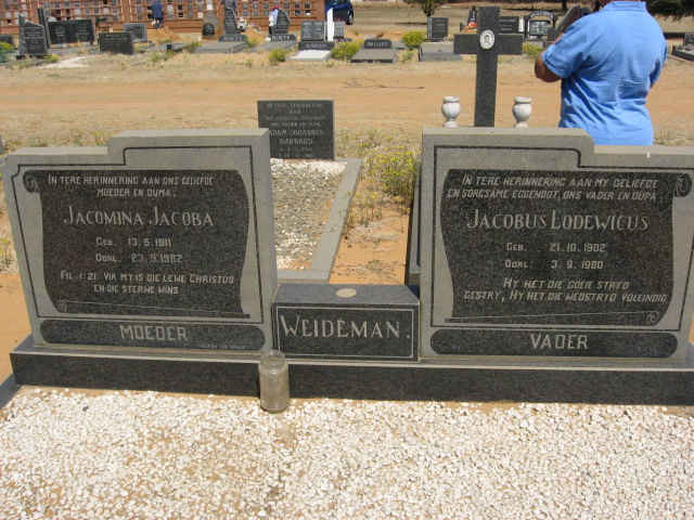 WEIDEMAN Jacobus Lodewicus 1902-1980 & Jacomina Jacoba 1911-1982