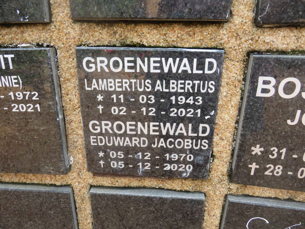 GROENEWALD Lambertus Albertus 1943-2021 :: GROENEWALD Eduward Jacobus 1970-2020