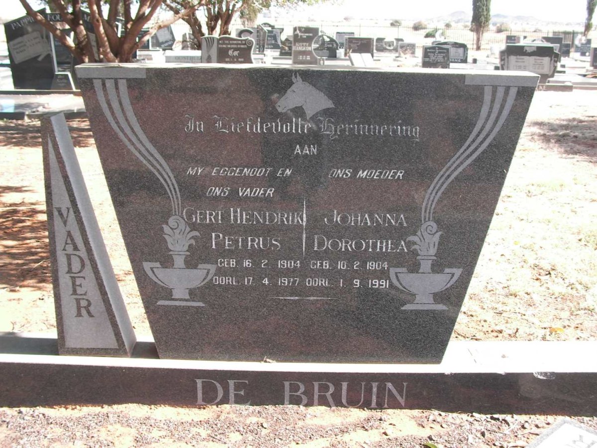 BRUIN Gert Hendrik Petrus, de 1904-1977 & Johanna Dorothea 1904-1991