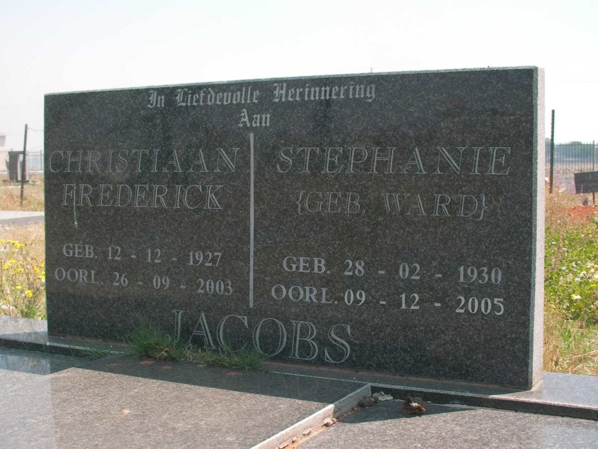 JACOBS Christiaan Frederick 1927-2003 & Stephanie WARD 1930-2005