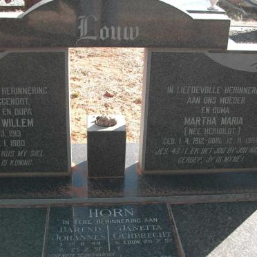HORN Barend Johannes 1949-1991 &amp; Janetta Gerbrecht LOUW 1952-
