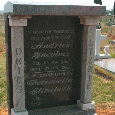 MERWE Andries Jacobus, van der 1930-2002 &amp; Petronella Elizabeth