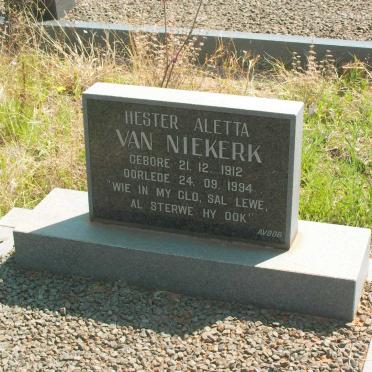 NIEKERK Hester Aletta, van 1912-1994