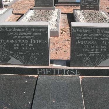 PIETERSE Ferdinandus Petrus 1891-1973 &amp; Johanna Alida 1896-1970
