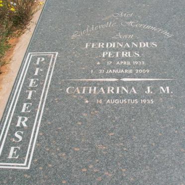 PIETERSE Ferdinandus Petrus 1933-2009 &amp; Catharina J.M. 1935-