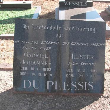 PLESSIS Gabriel Johannes, du 1893-1979 &amp; Hester SNYMAN 1894-1983
