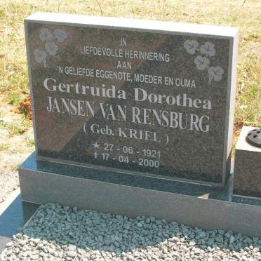 RENSBURG Gertruida Dorothea, Janse van nee KRIEL 1921-2000
