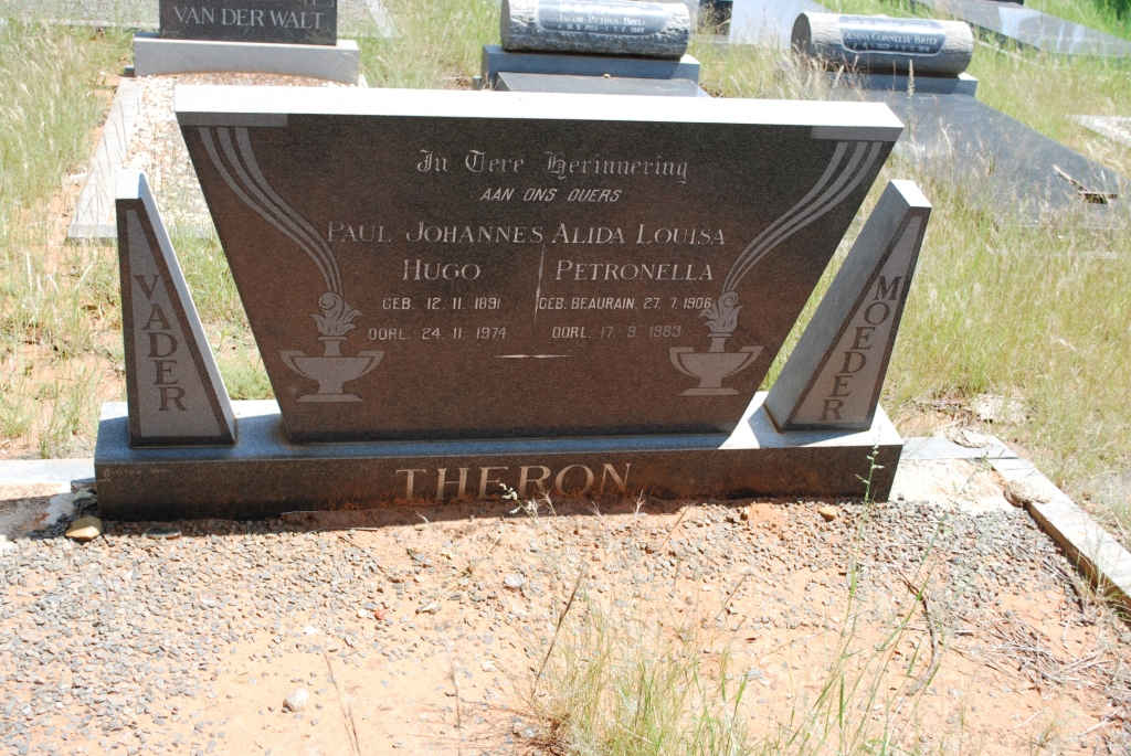 THERON Paul Johannes Hugo 1891-1974 & Alida Louisa Petronella BEAURAIN 1906-1983