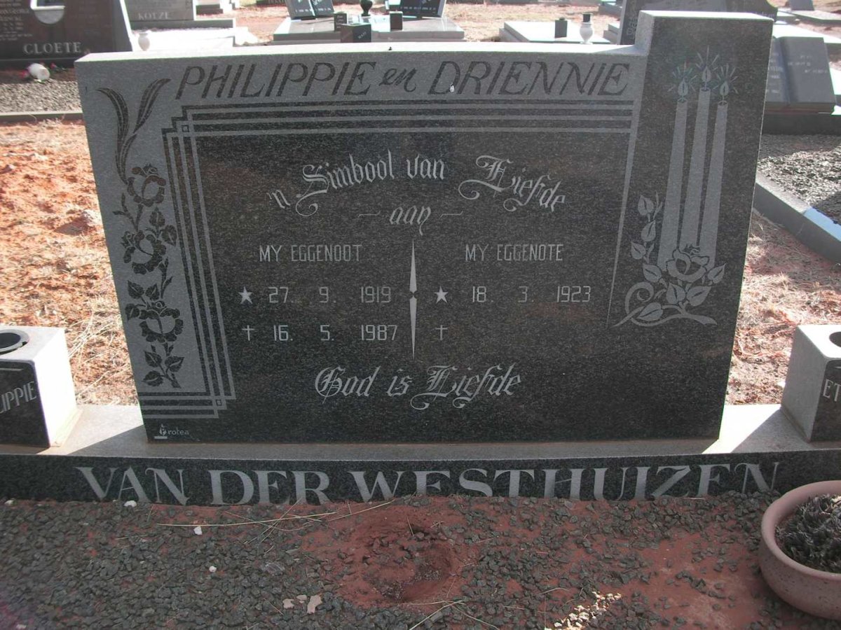 WESTHUIZEN Philippie, van der 1919-1987 & Driennie 1923-