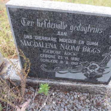BIGGS Magdalena Naomi nee KOCK 1890-1961