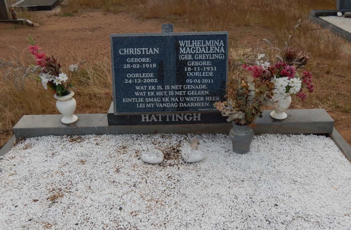 HATTINGH Christian 1918-2002 & Wilhelmina Magdalena GREYLING 1931-2011