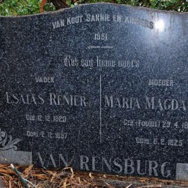 RENSBURG Esaias Renier, van 1820-1897 &amp; Maria Magdalena FOURIE 1842-1925