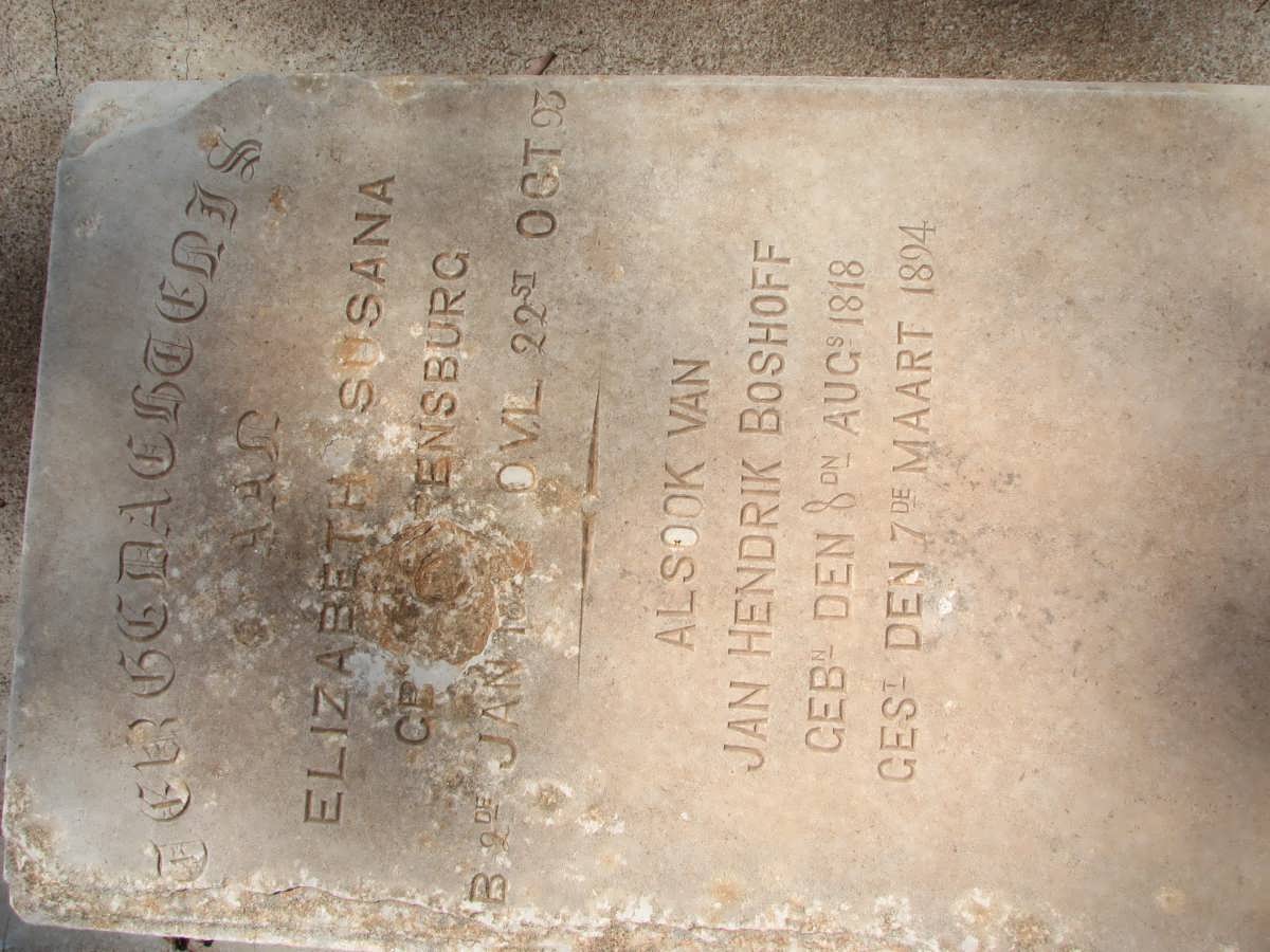 BOSHOFF Jan Hendrik 1818-1894 & Elizabeth Susanna VAN RENSBURG 182? -1893