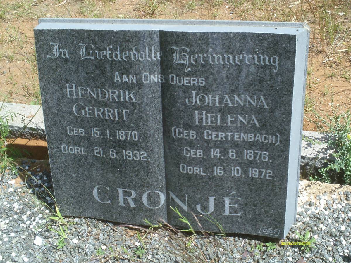 CRONJE Hendrik Gerrit 1870-1932 & Johanna Helena GERTENBACH 1876-1972