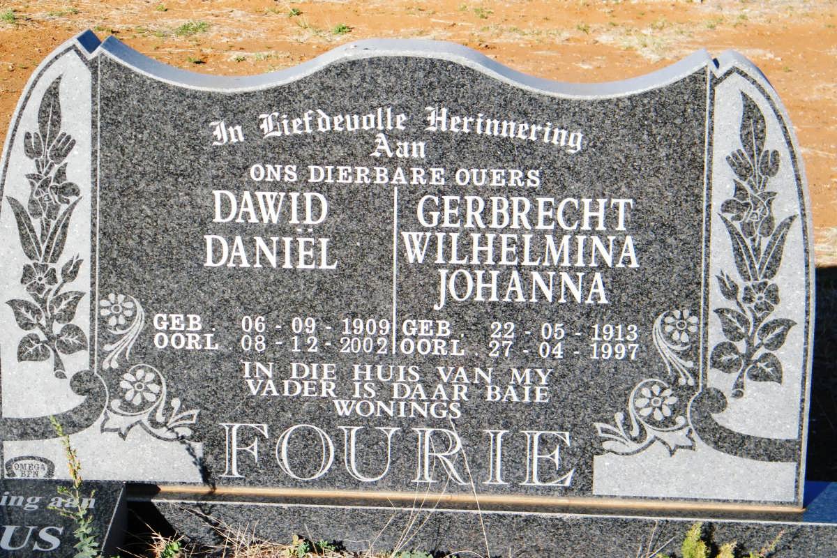 FOURIE David Daniël 1909-2002 & Gerbrecht Wilhelmina Johanna 1913-1997 :: NIEHAUS Joey 1939-2009