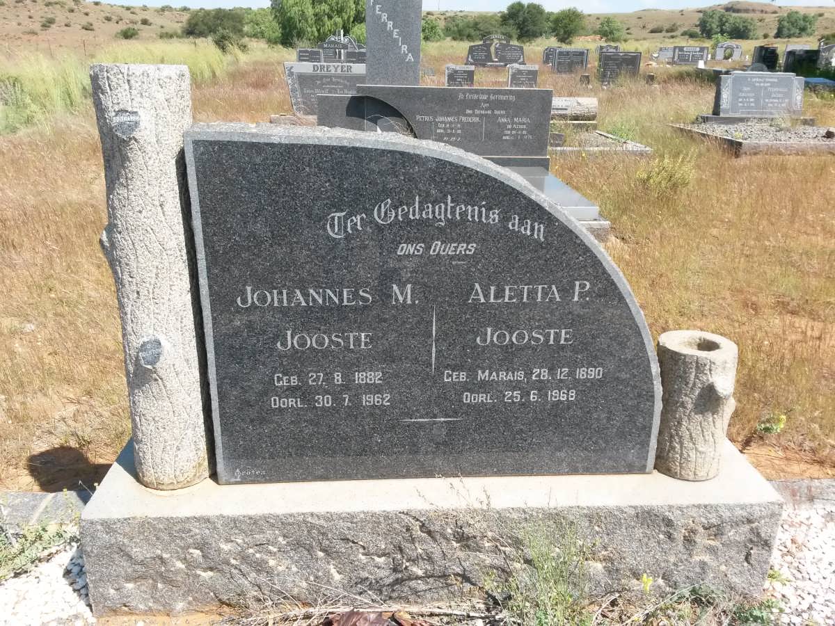 JOOSTE Johannes M. 1882-1962 & Aletta P. MARAIS 1890-1968