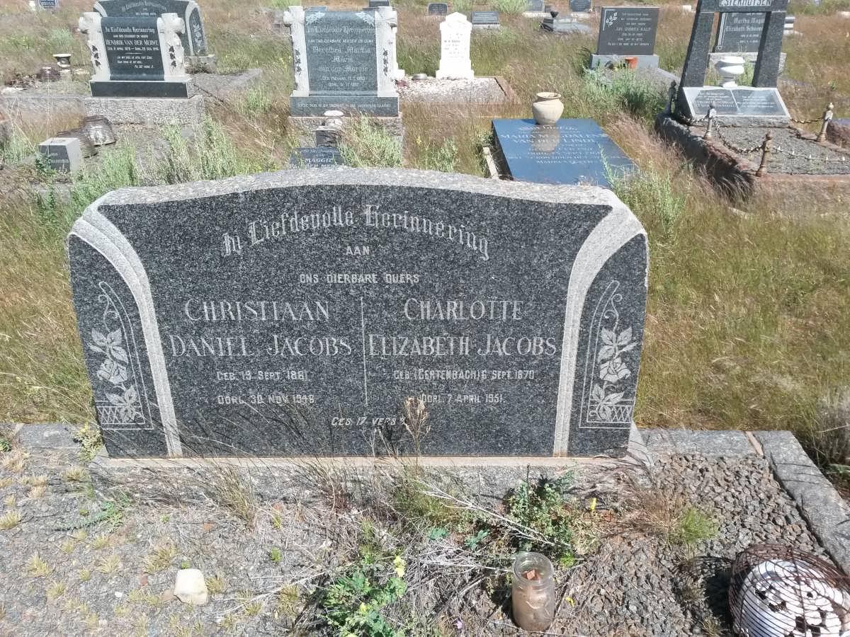 JACOBS Christiaan Daniel 1881-1948 & Charlotte Elizabeth GERTENBACH 1870-1951
