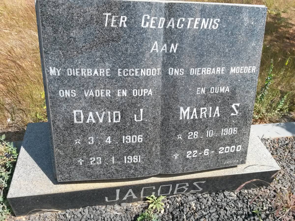 JACOBS David J. 1906-1981 & Maria S. 1908-2000