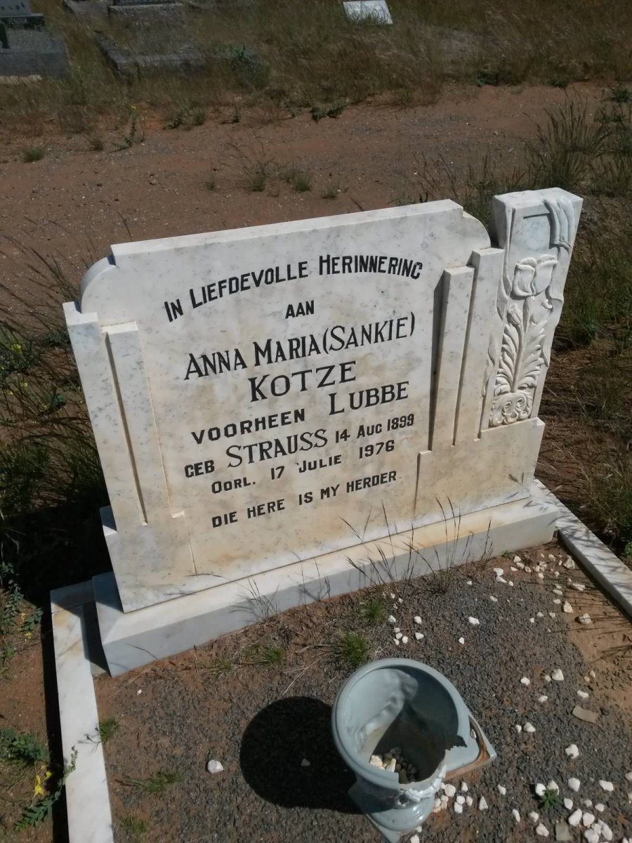 KOTZE Anna Maria voorheen LUBBE nee STRAUSS 1899-1976