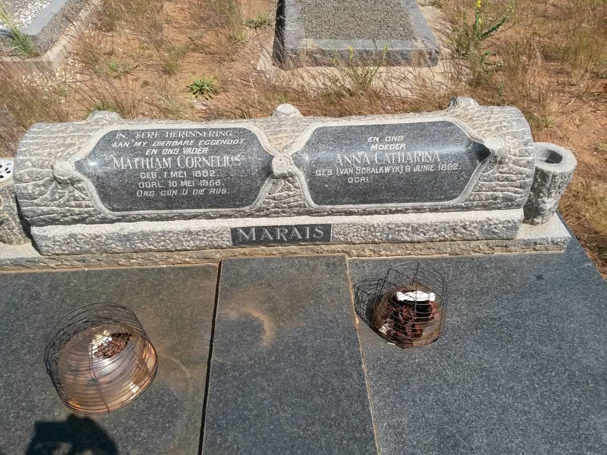 MARAIS Mathiam Cornelius 1882-1958 & Anna Catharina VAN SCHALKWYK 1892-