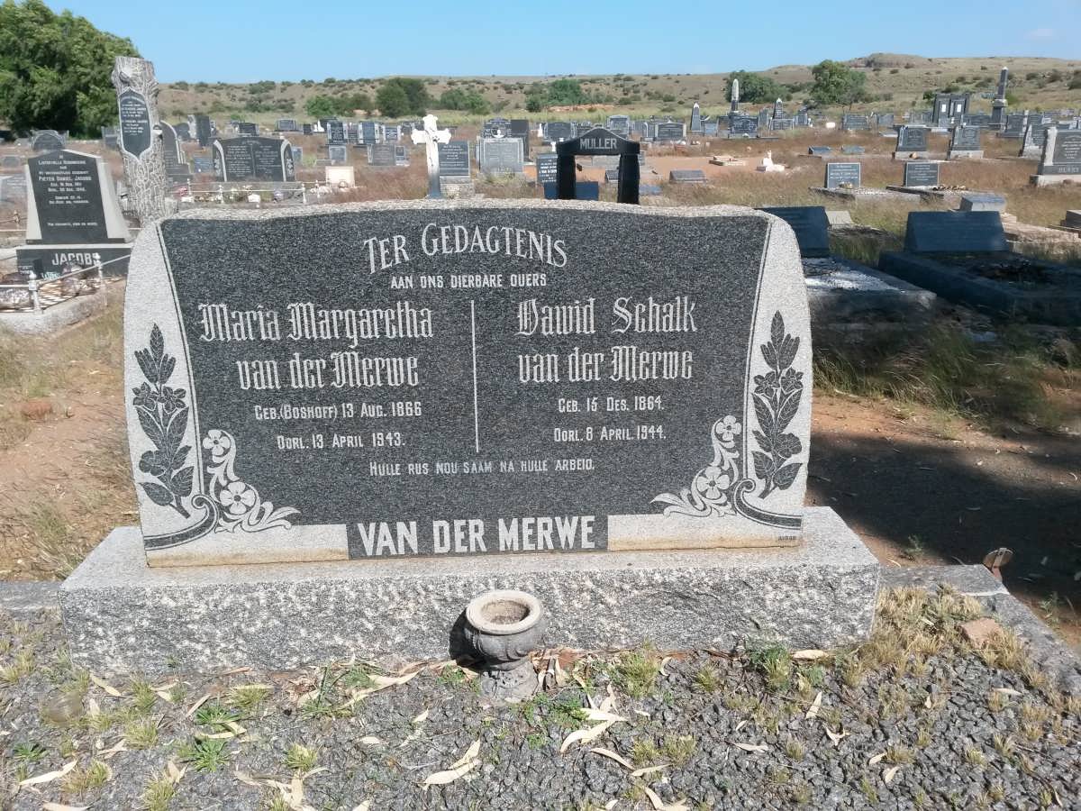 MERWE Dawid Schalk, van der 1864-1944 & Maria Margaretha BOSHOFF 1866-1943