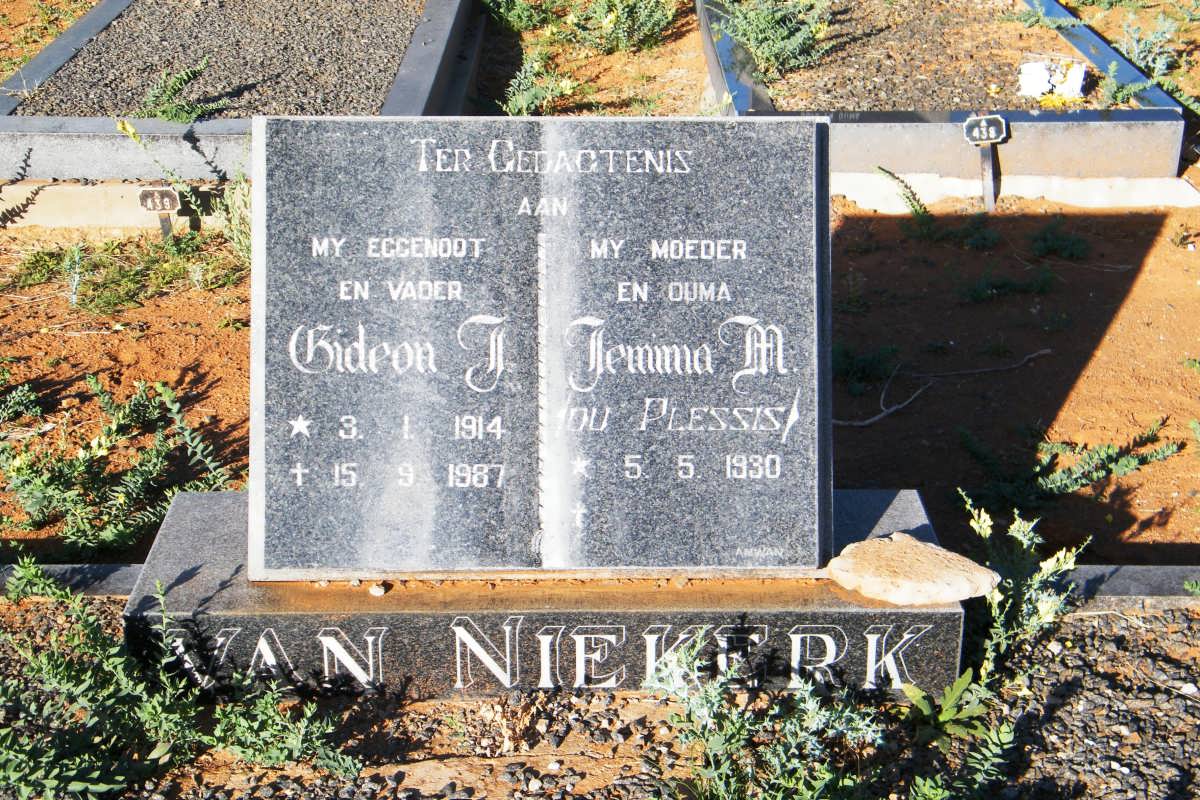 NIEKERK Gideon J., van 1914-1987 & Jemima M. DU PLESSIS 1930-