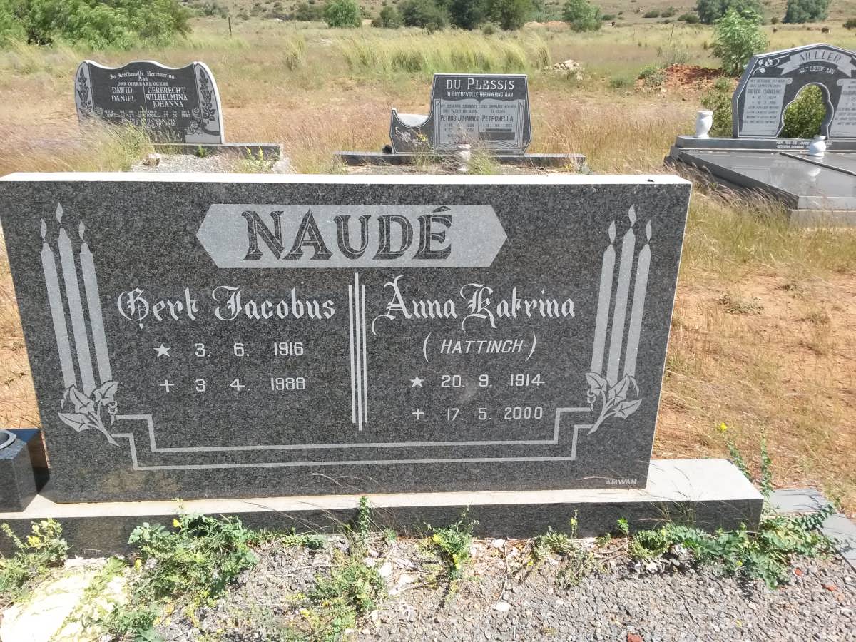 NAUDÉ Gert Jacobus 1916-1988 & Anna Katrina HATTINGH 1914-2000