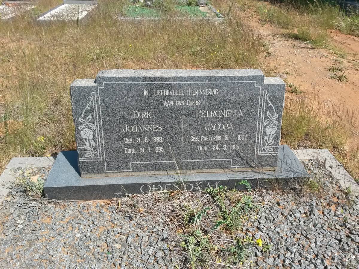 ODENDAAL Dirk Johannes 1888-1965 & Petronella Jacoba PRETORIUS 1897-1965