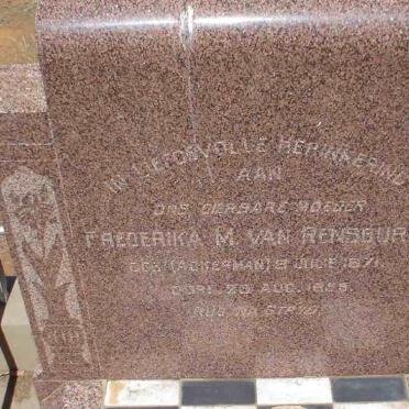 RENSBURG Frederika M.,  van nee  ACKERMAN 1871-1958