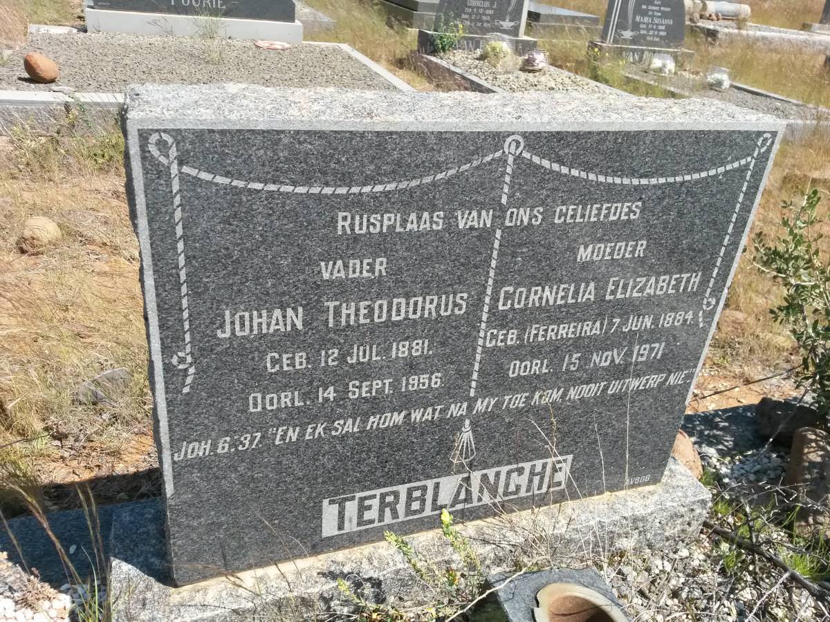 TERBLANCHE Johan Theodorus 1881-1956 & Cornelia Elizabeth FERREIRA 1884-1971